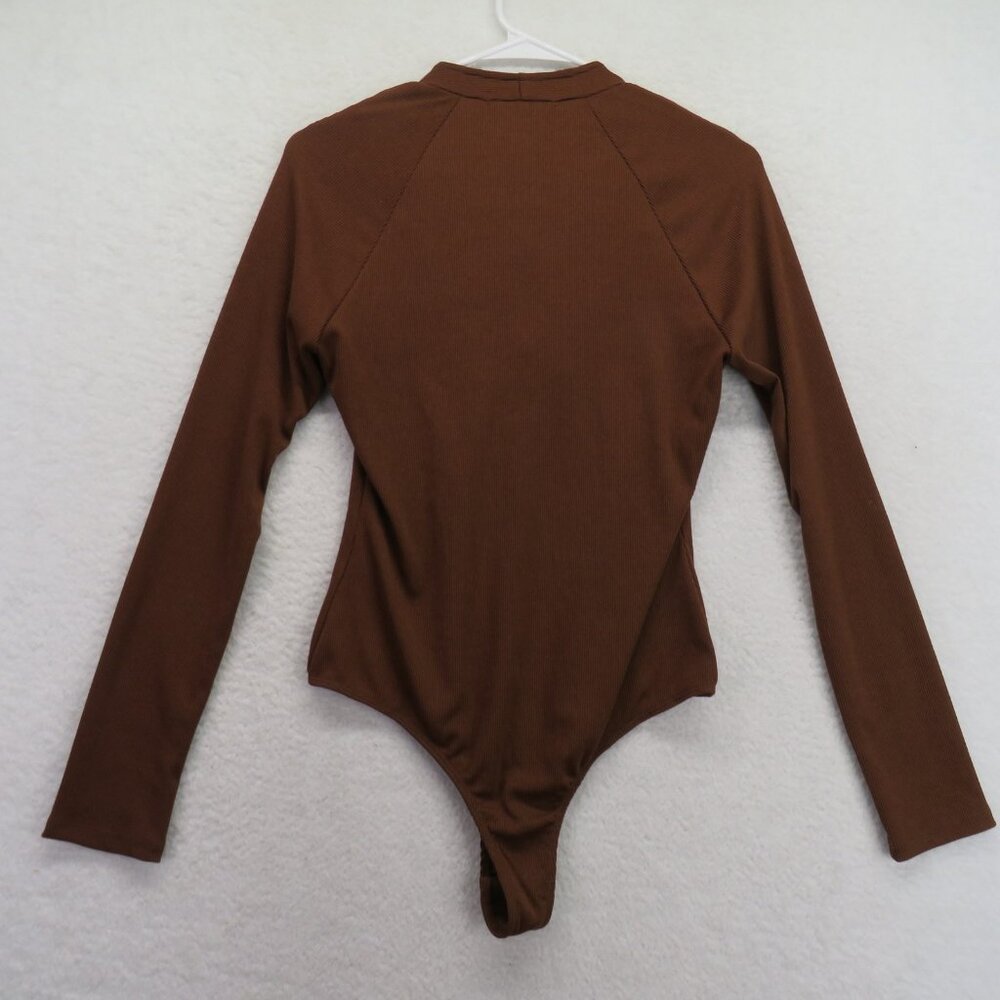 Good Luck Gem Bodysuit Womens Medium Long Sleeve Criss Cross Ribbed Stretch - Picture 10 of 10